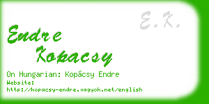 endre kopacsy business card